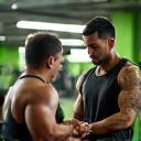 Personal Training service: Trainer assisting client with weights